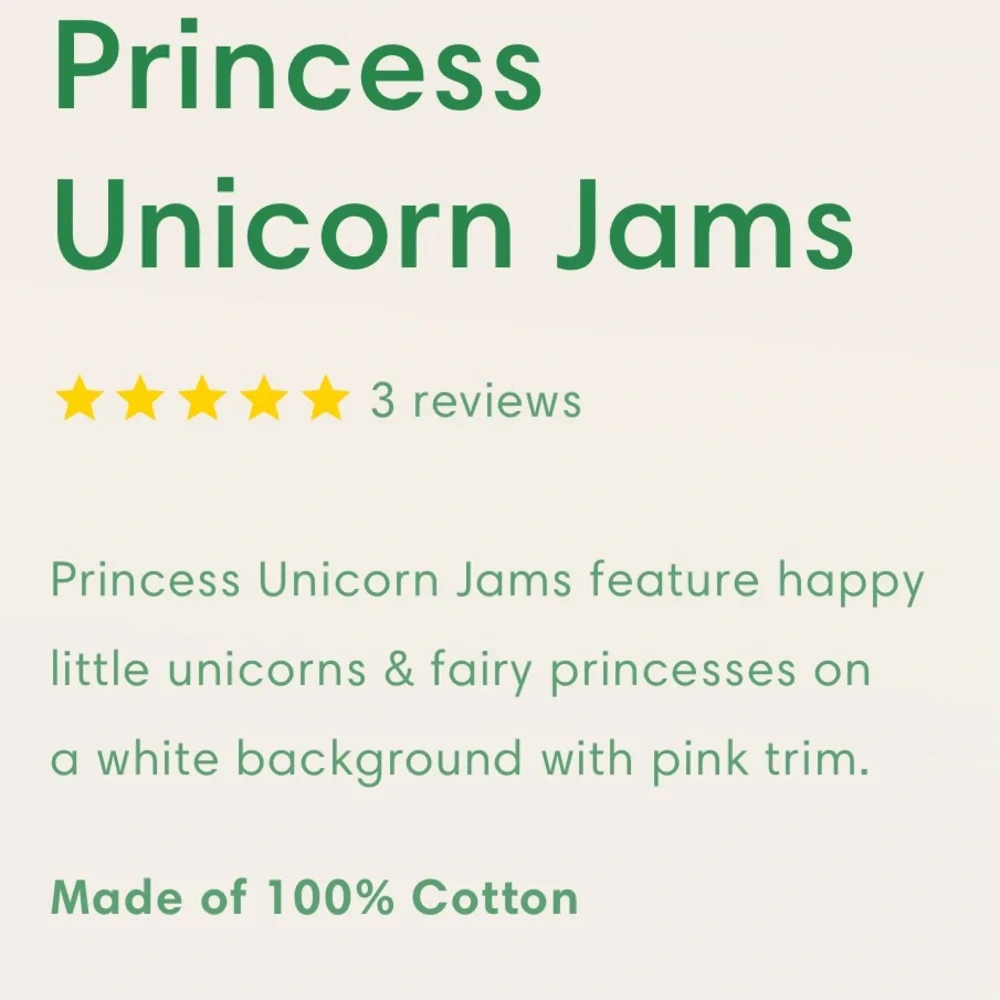Weenie Warmers Princess Unicorn PJs feature happy little unicorns white & Pink